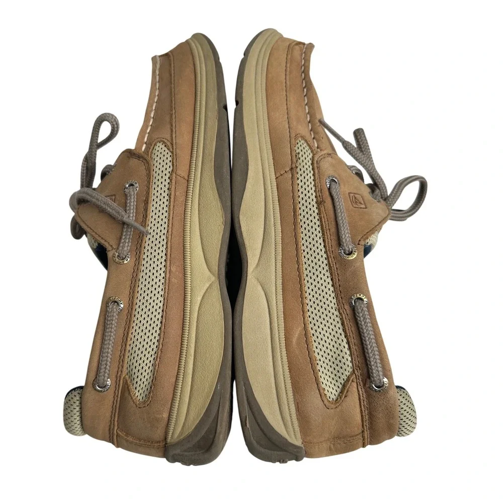 Sperry YB46122A Kids' Size 7 Dark Tan/Navy Leather‎ Lanyard Boat Shoes Church